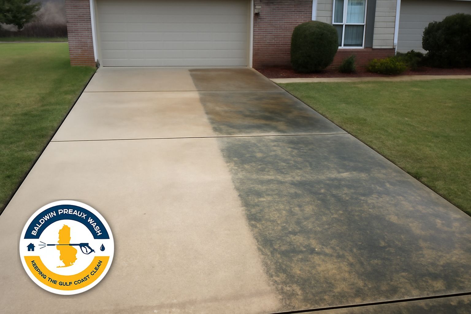 Concrete sidewalk cleaning near a Gulf Shores vacation rental