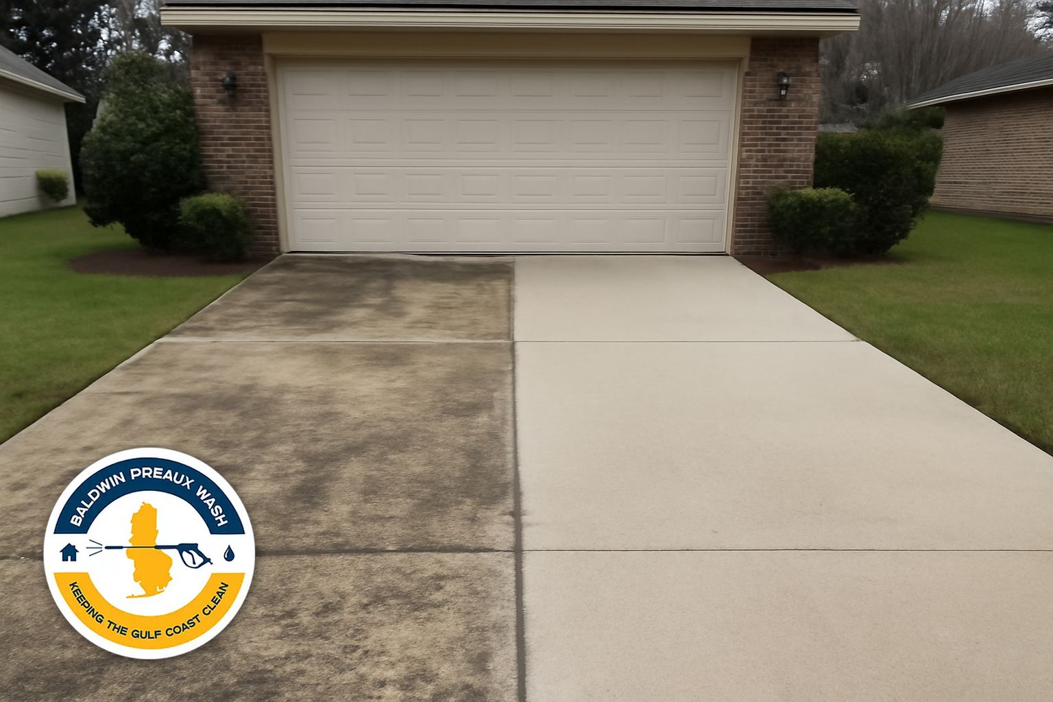 Concrete driveway cleaning in Spanish Fort Alabama 36527