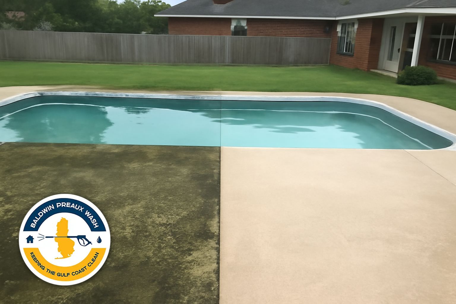 Freshly sealed paver pool deck in South Baldwin Alabama showing rich color and protected joints