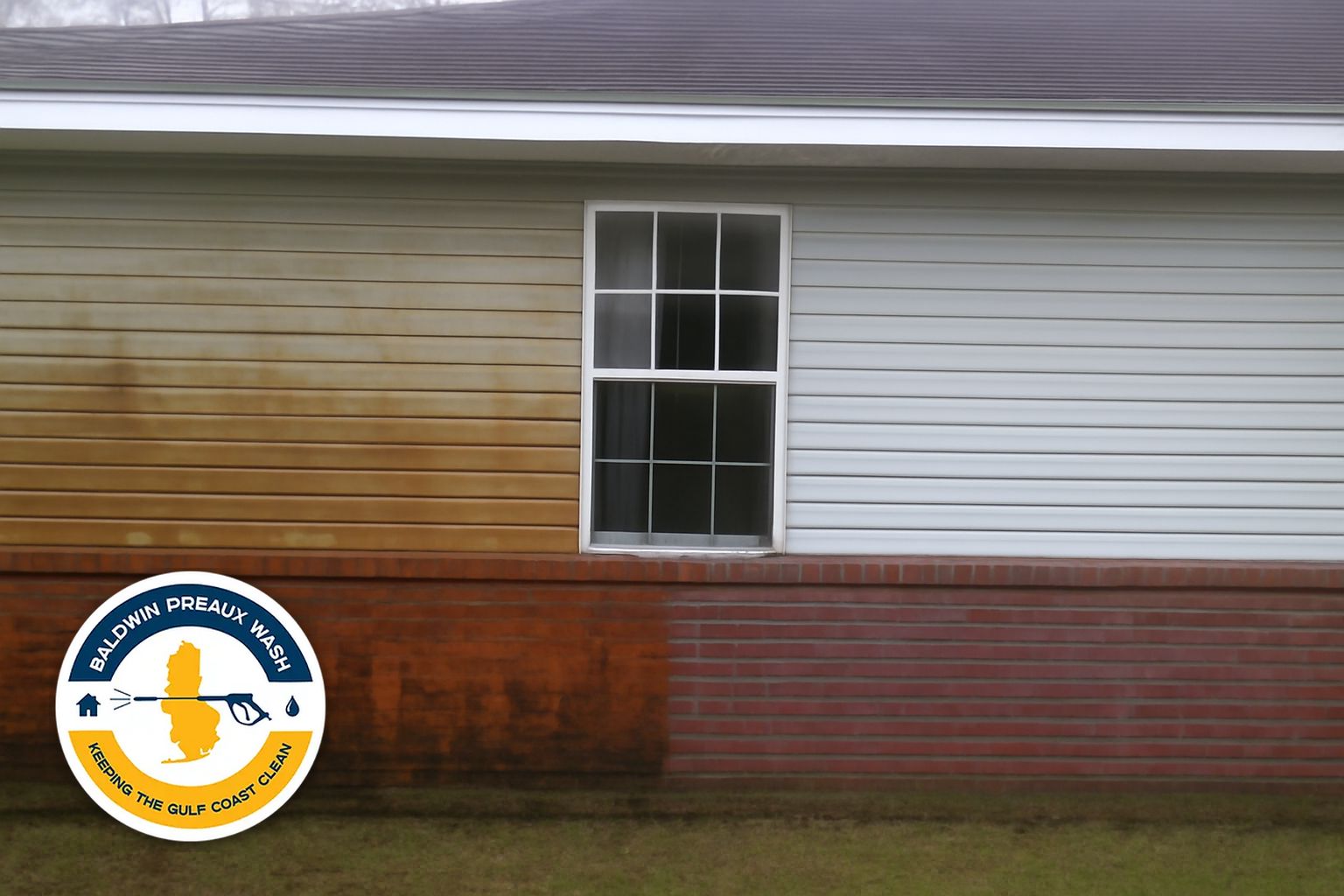 Orange irrigation rust stains on a concrete driveway in Spring Hill, Mobile AL