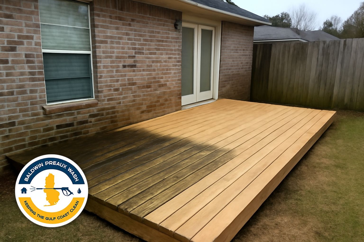 Mildew-covered wood privacy fence in Loxley Alabama before cleaning